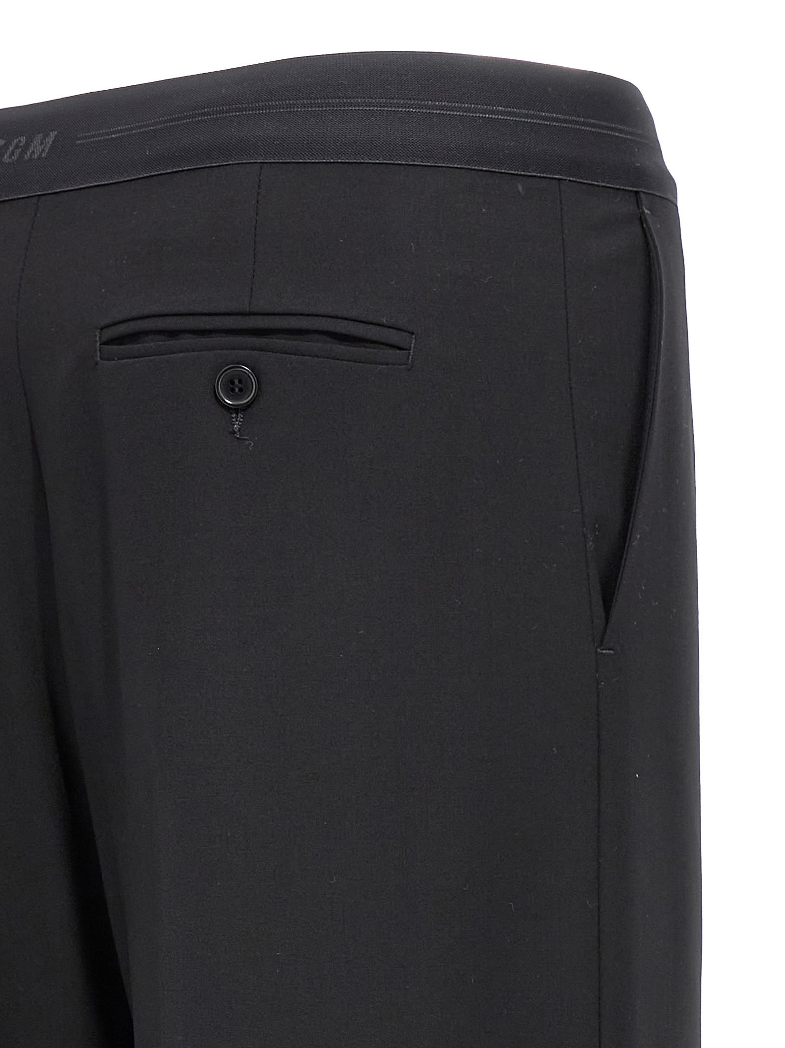 Shop Msgm Logo Elastic Pants In Black