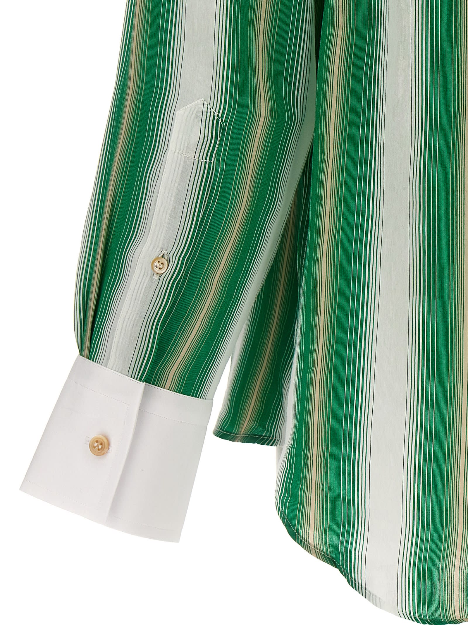 Shop Wales Bonner Cadence Shirt In 0070 Green And Ivory