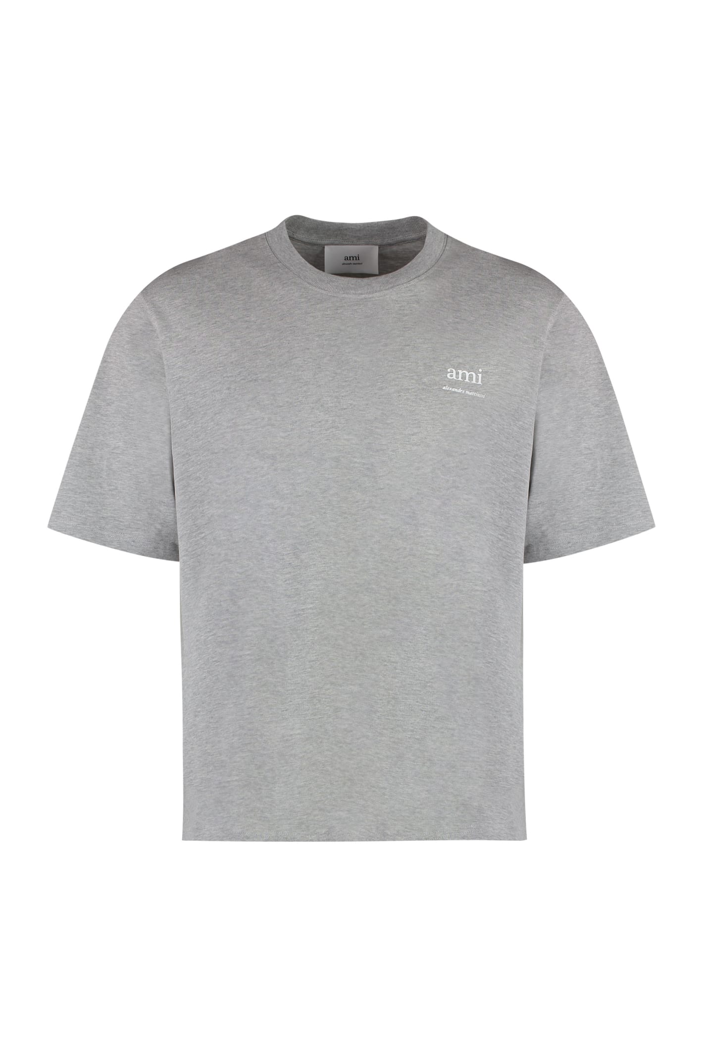 Shop Ami Alexandre Mattiussi Cotton Crew-neck T-shirt In Grey