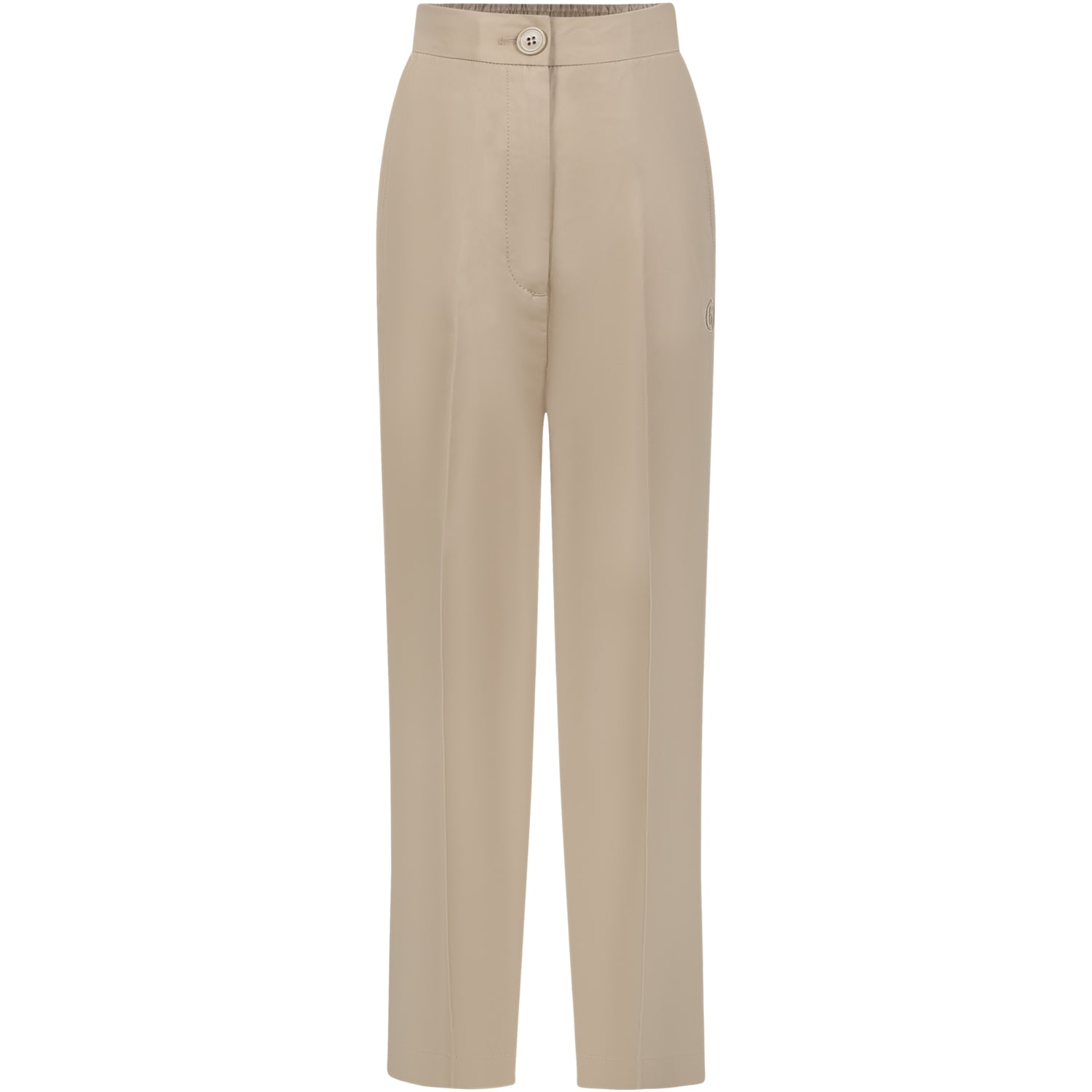 Mm6 Maison Margiela Kids' Beige Trousers For Girl With Logo