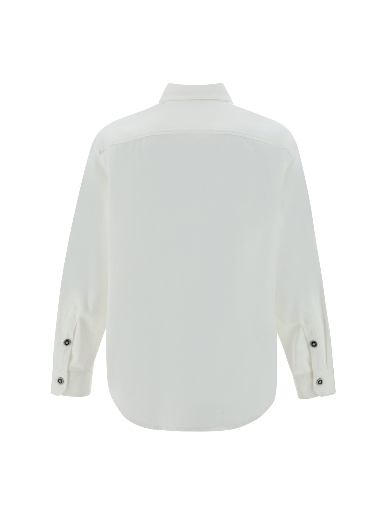 Shop Versace Denim Shirt In White