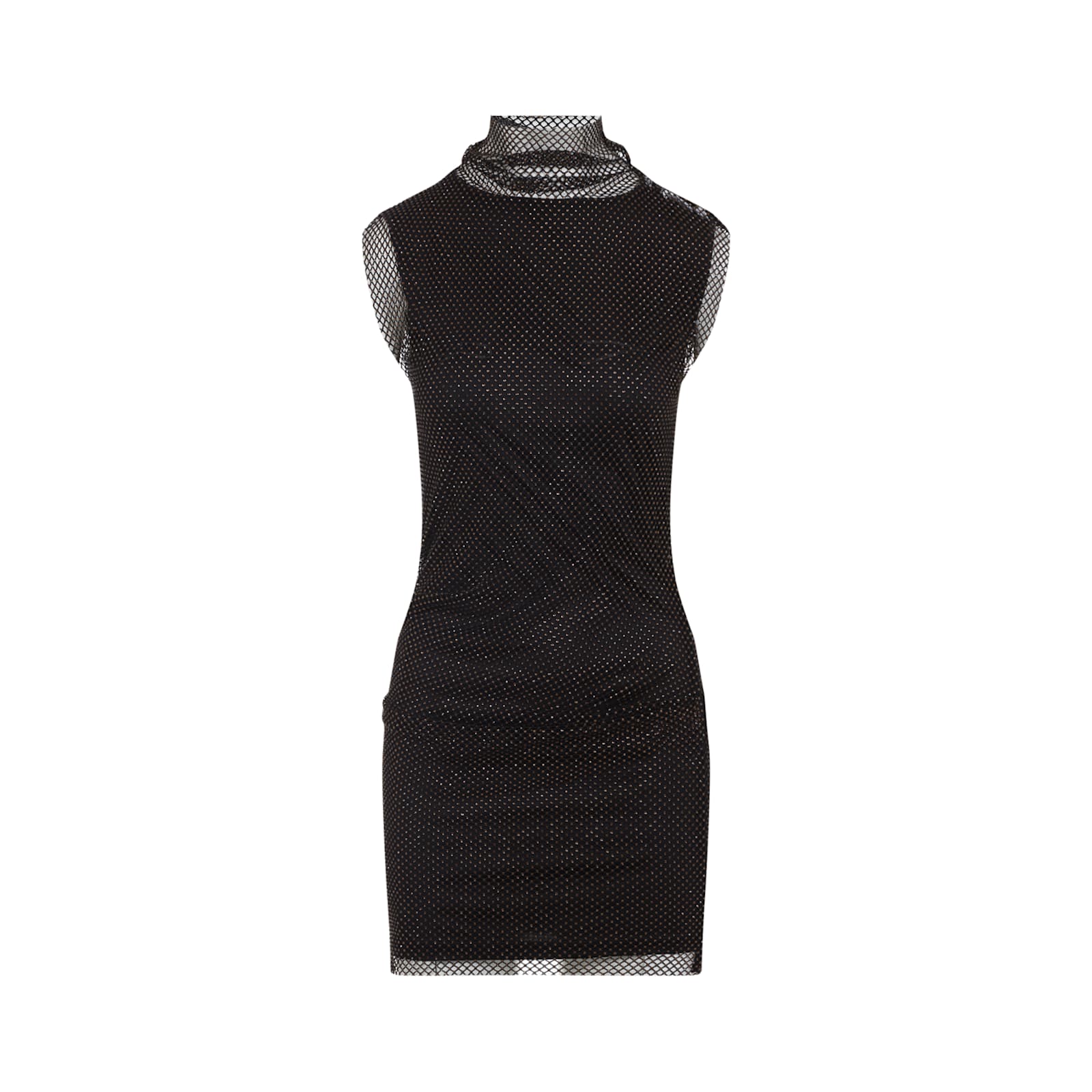 Sportmax Fitted Mini Dress With Textured Mesh Overlay In Black
