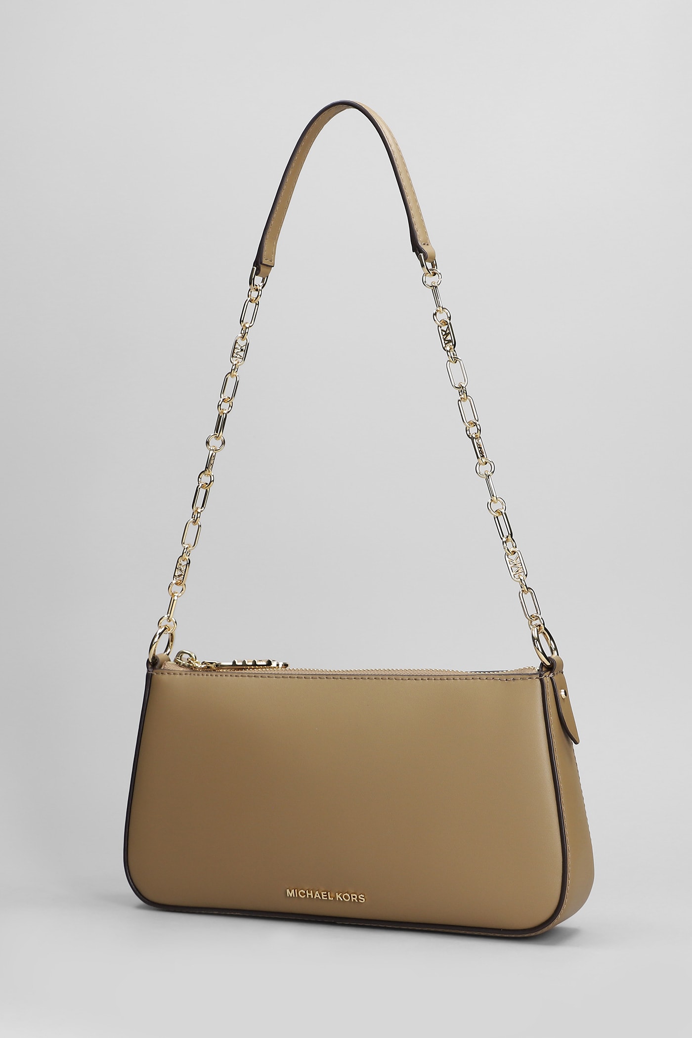 MICHAEL KORS EMPIRE SHOULDER BAG IN TAUPE LEATHER 