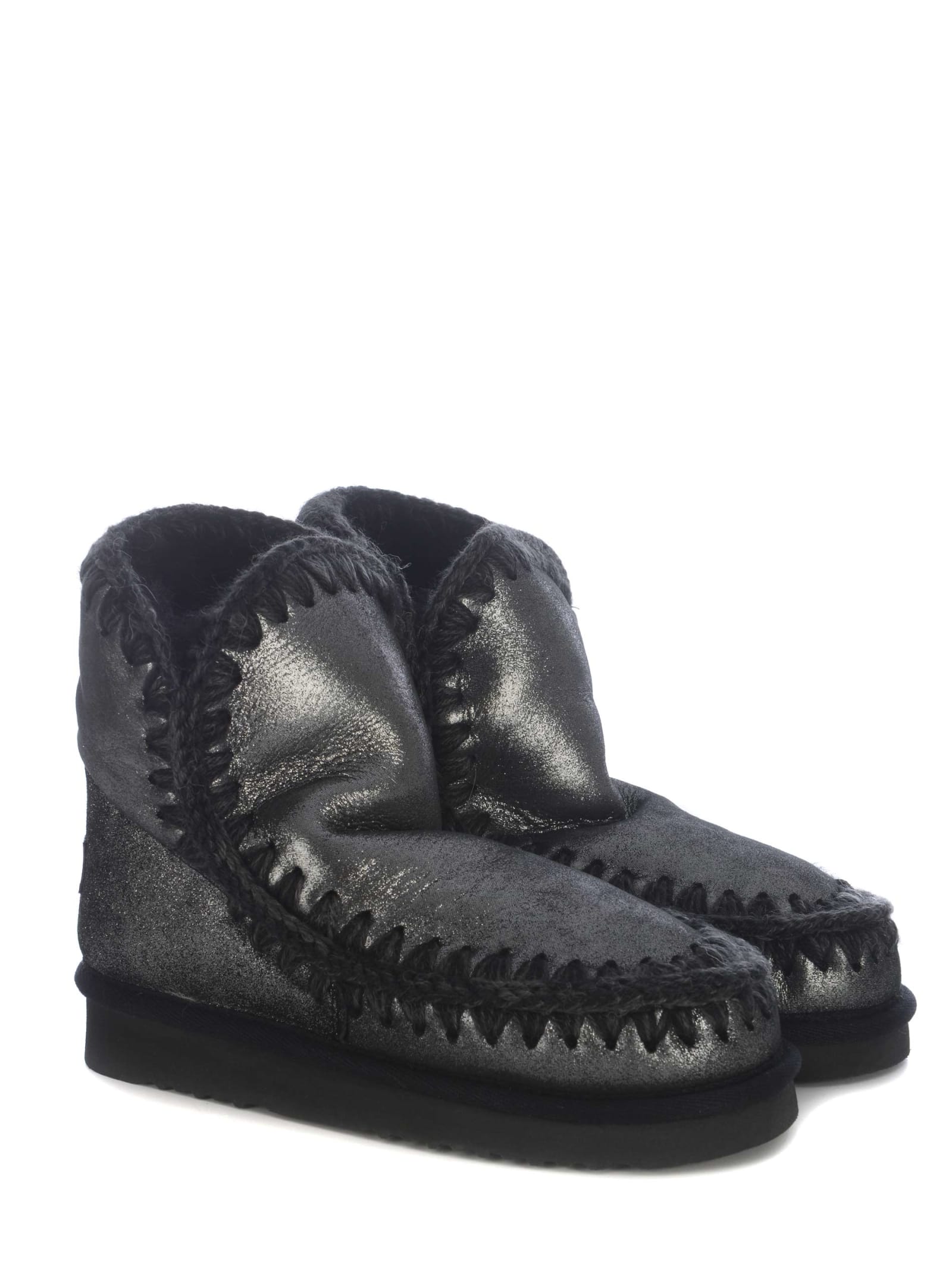 Shop Mou Ankle Boots  Eskimo18 Made Of Leather In Piombo