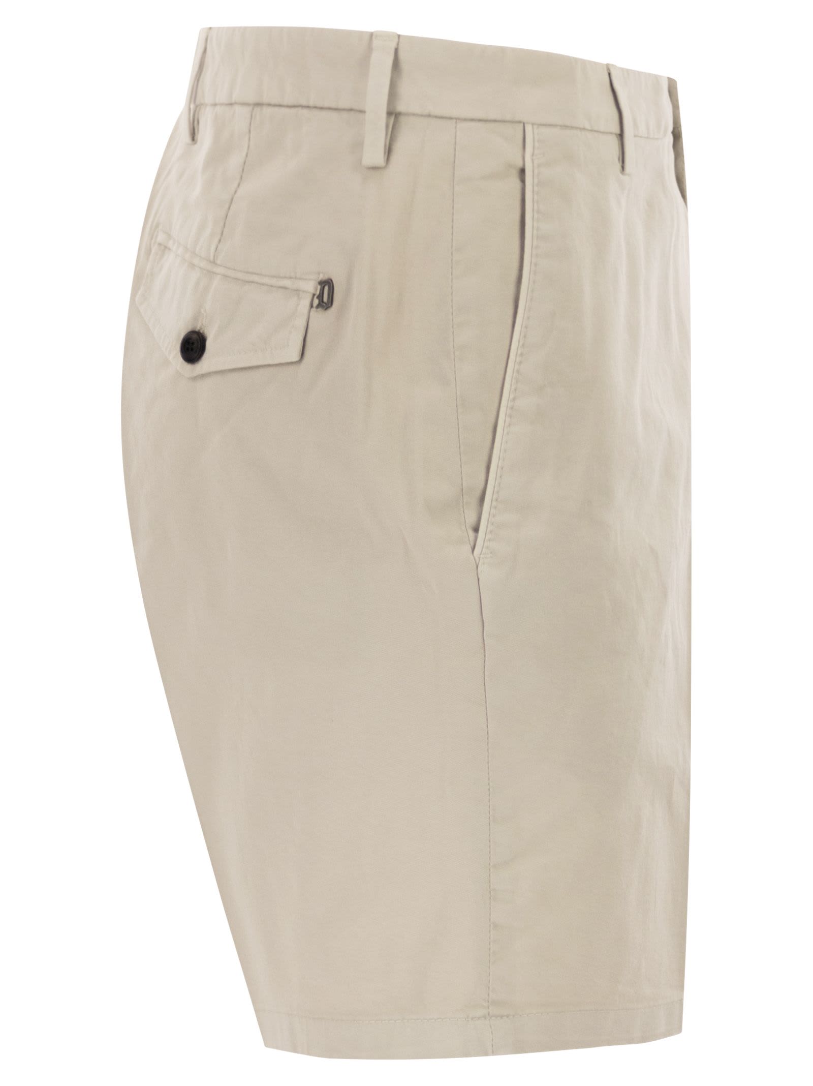 Dondup Manheim Cotton Gabardine Bermuda Shorts In Neutral