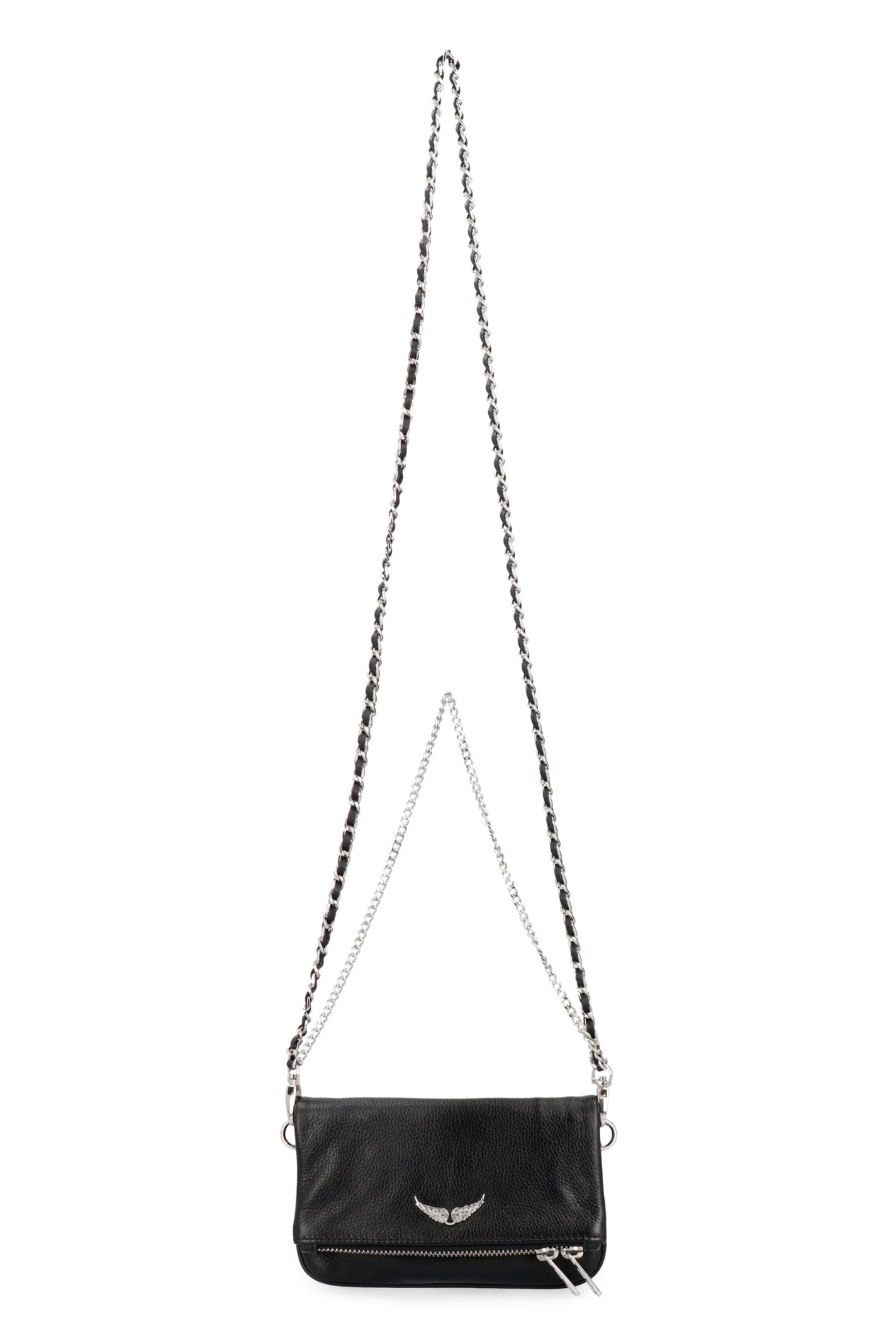 Shop Zadig &amp; Voltaire Rock Nano Pebbled Leather Clutch In Noir