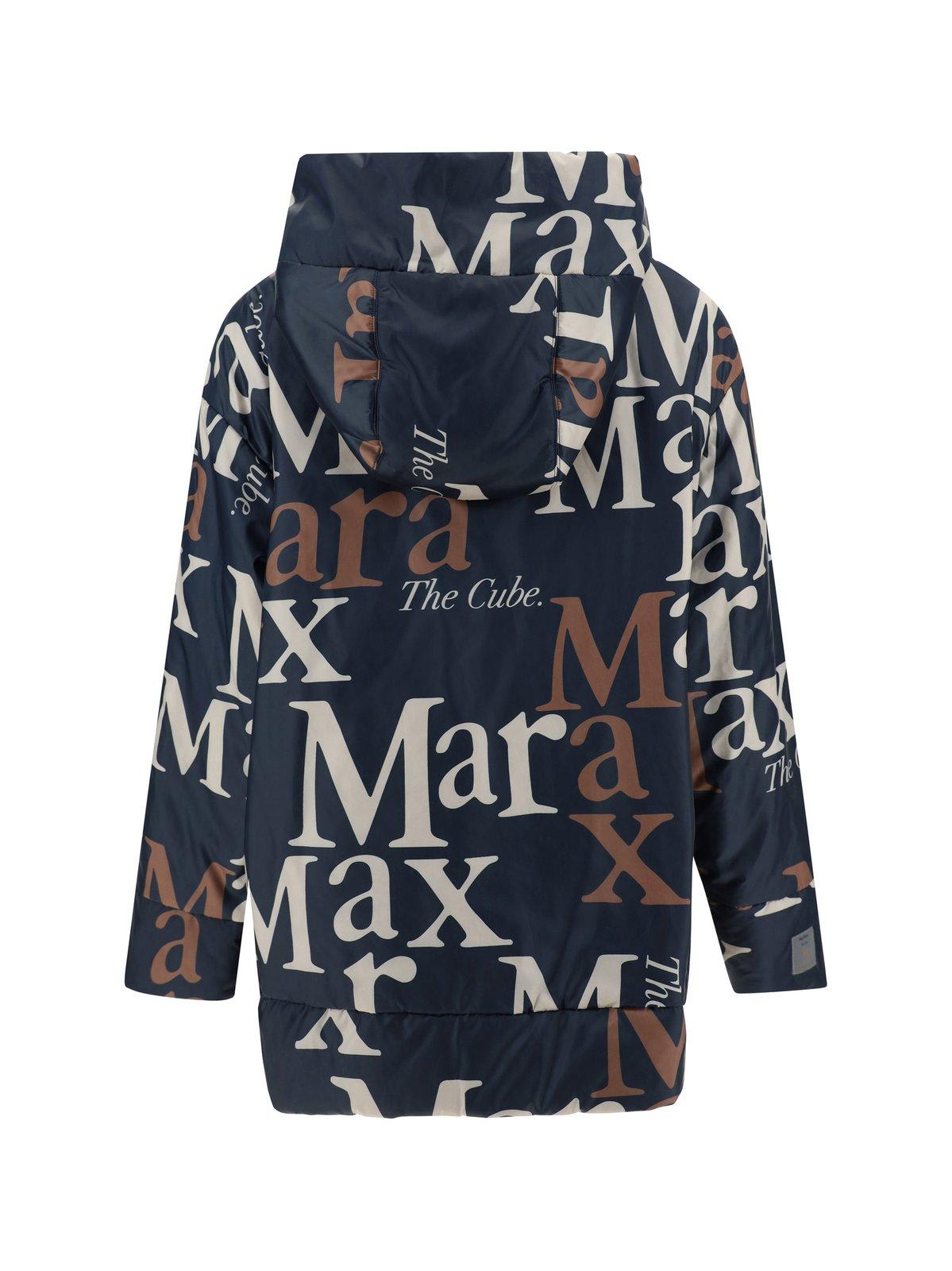 Shop Max Mara The Cube Reversible Hooded Padded Jacket In Navy