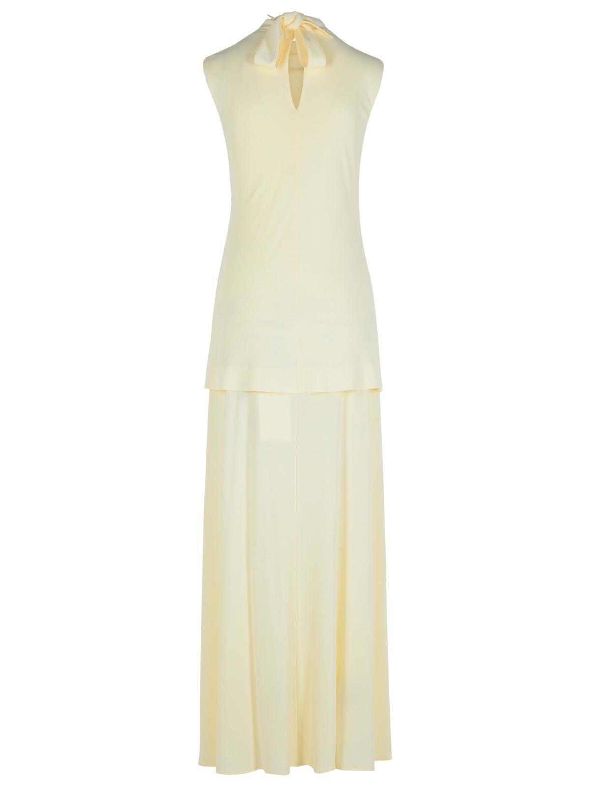 JIL SANDER CREPE SLEEVELESS MAXI DRESS 