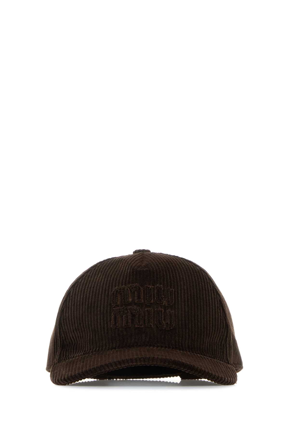 Miu Miu Dark Brown Corduroy Baseball Cap In Brown