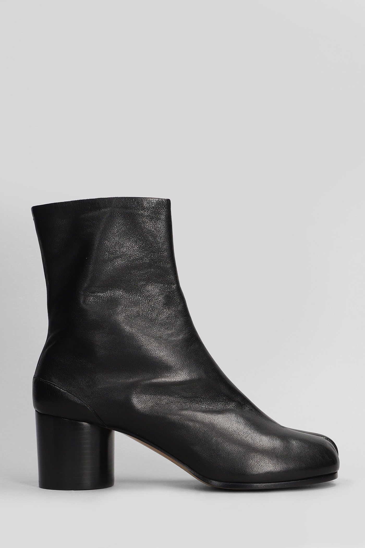 Tabi High Heels Ankle Boots In Black Leather