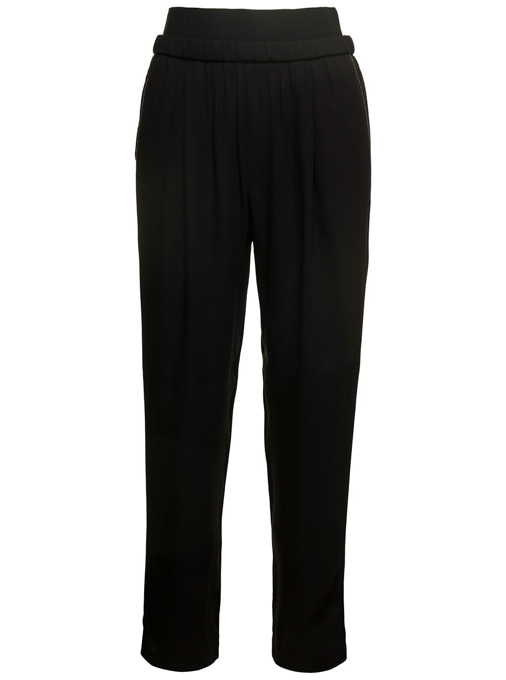 FABIANA FILIPPI BLACK LOOSE PANTS WITH TOANL ELASTIC WAISTBAND IN VISCOSE WOMAN