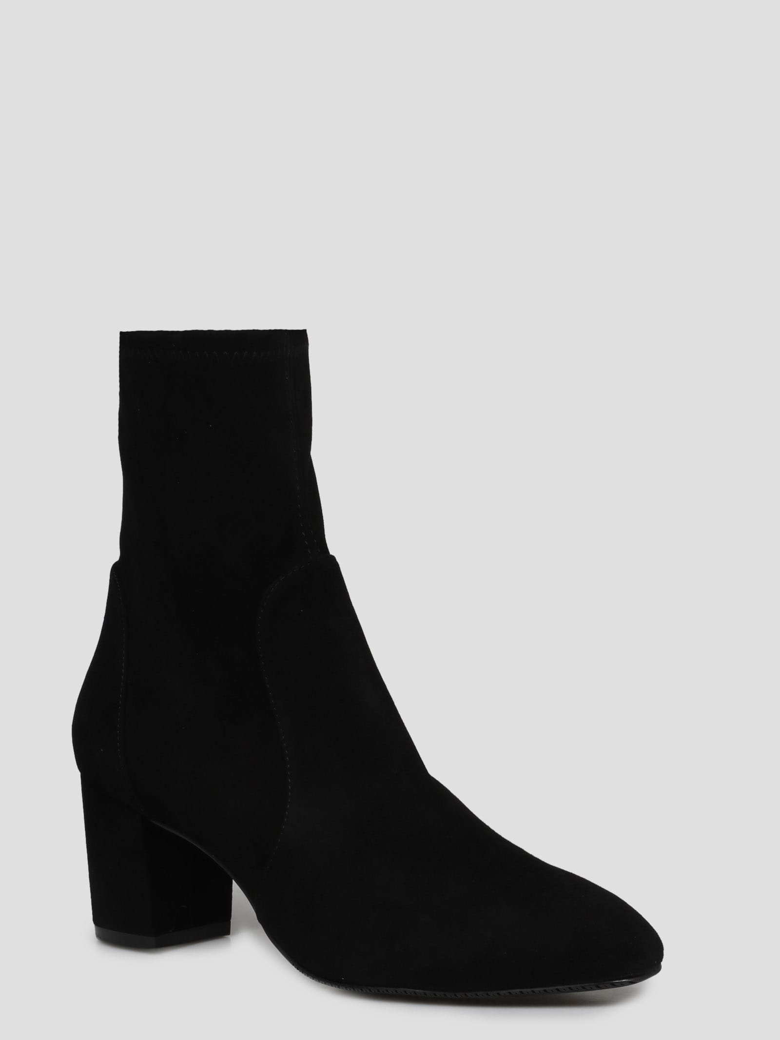 Stuart Weitzman Yuliana 60 Suede Leather Ankle Boot In Black
