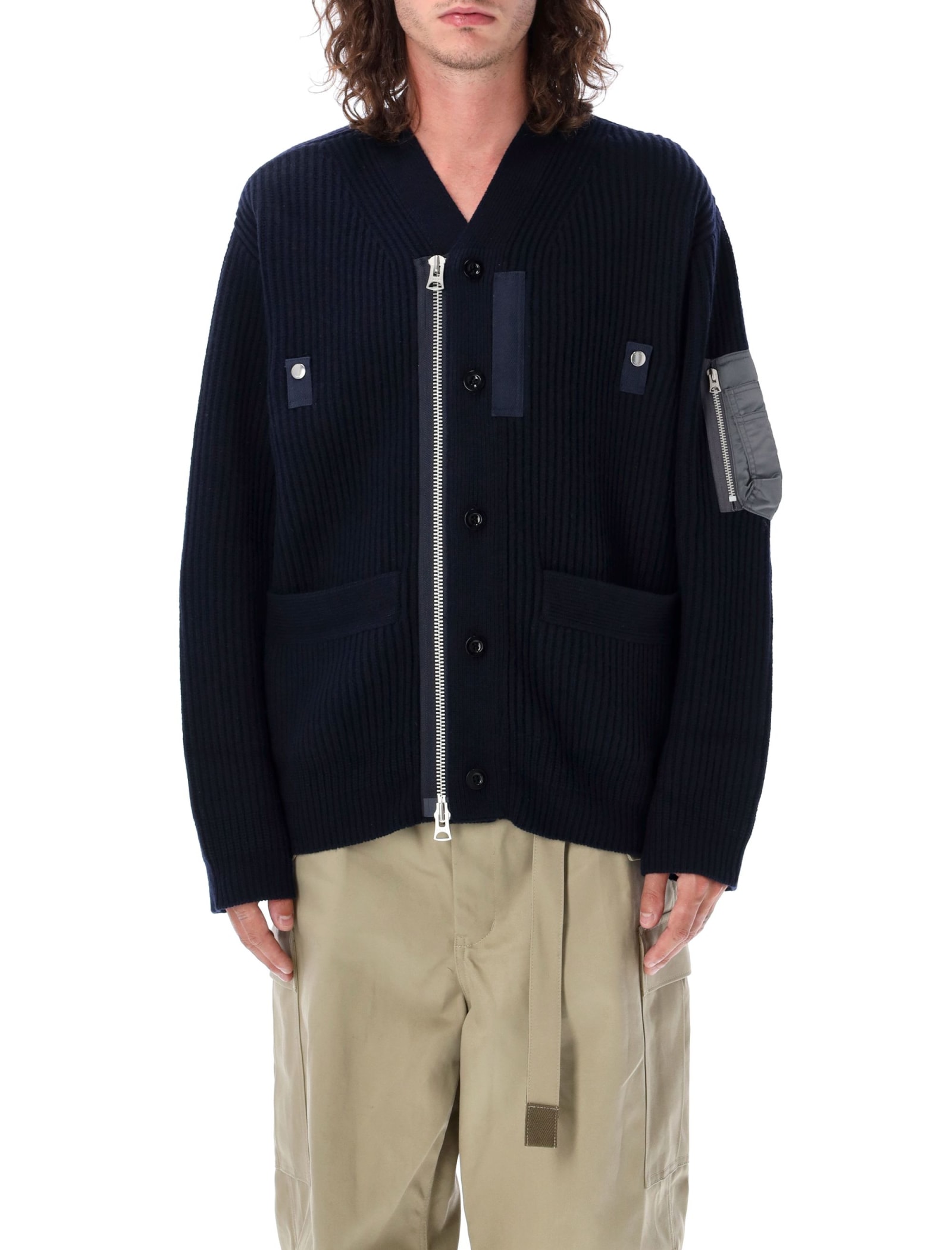 Sacai Twill Mix Cardigan | Smart Closet