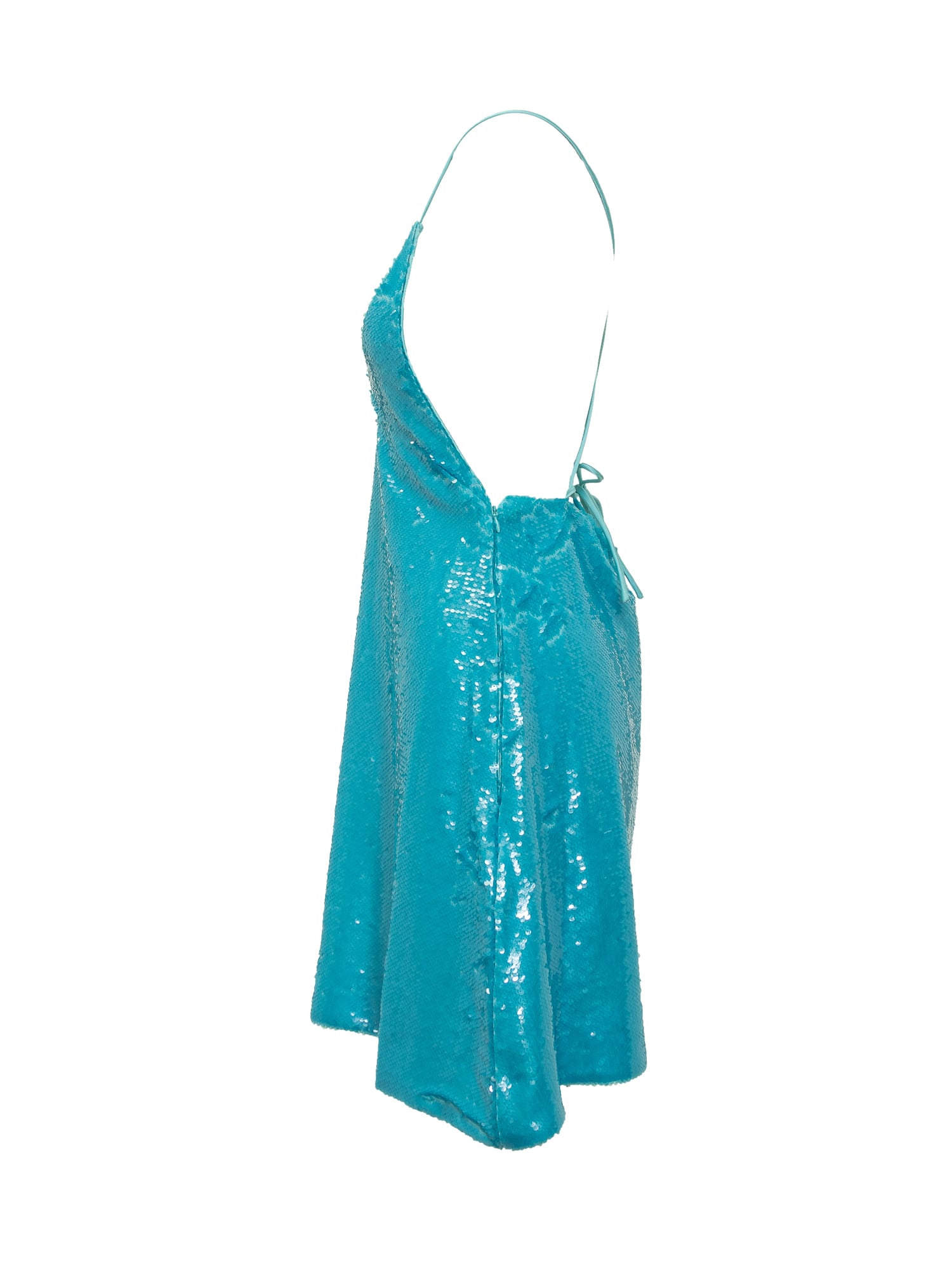 Shop Ganni Sequins Mini Dress In Blue Curacao