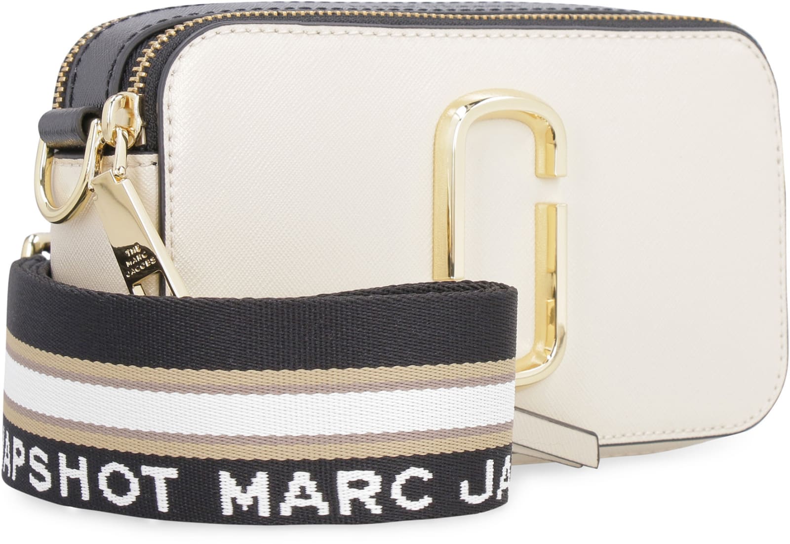 Shop Marc Jacobs The Snapshot Leather Shoulder Bag In Panna