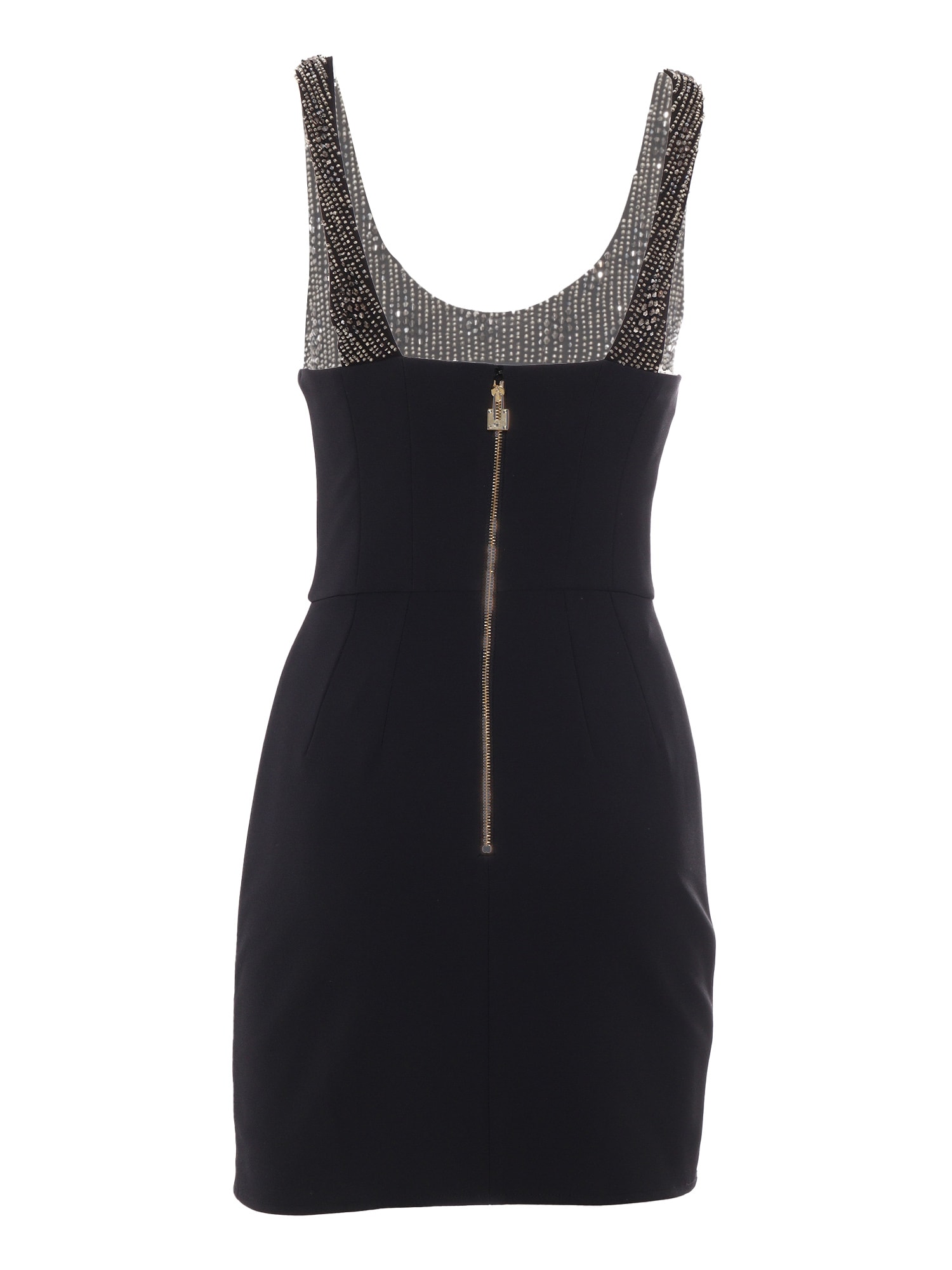 Shop Elisabetta Franchi Black Dress With Beads