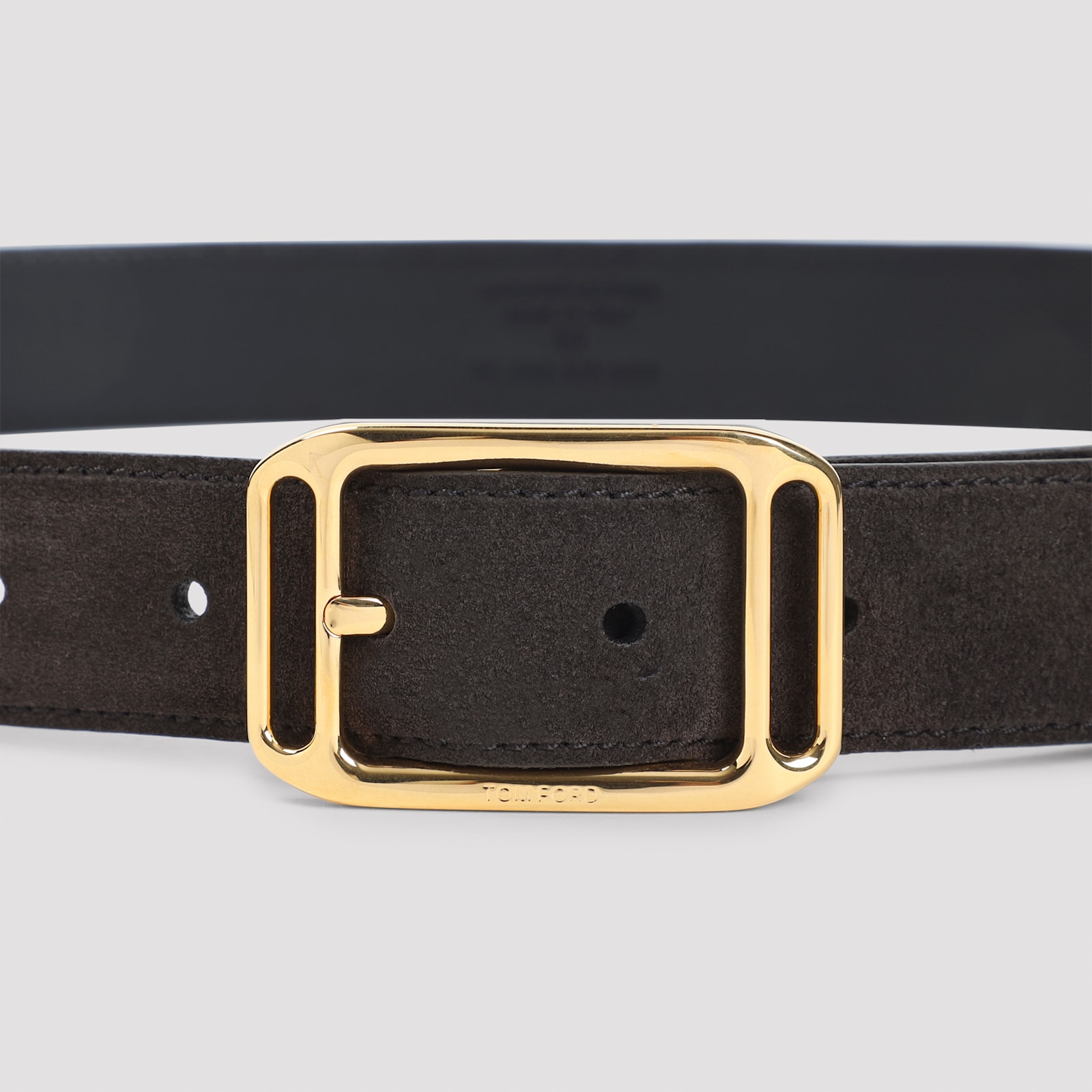 Tom Ford Adjustable Length Gold-tone Buckle Suede Finish In Black