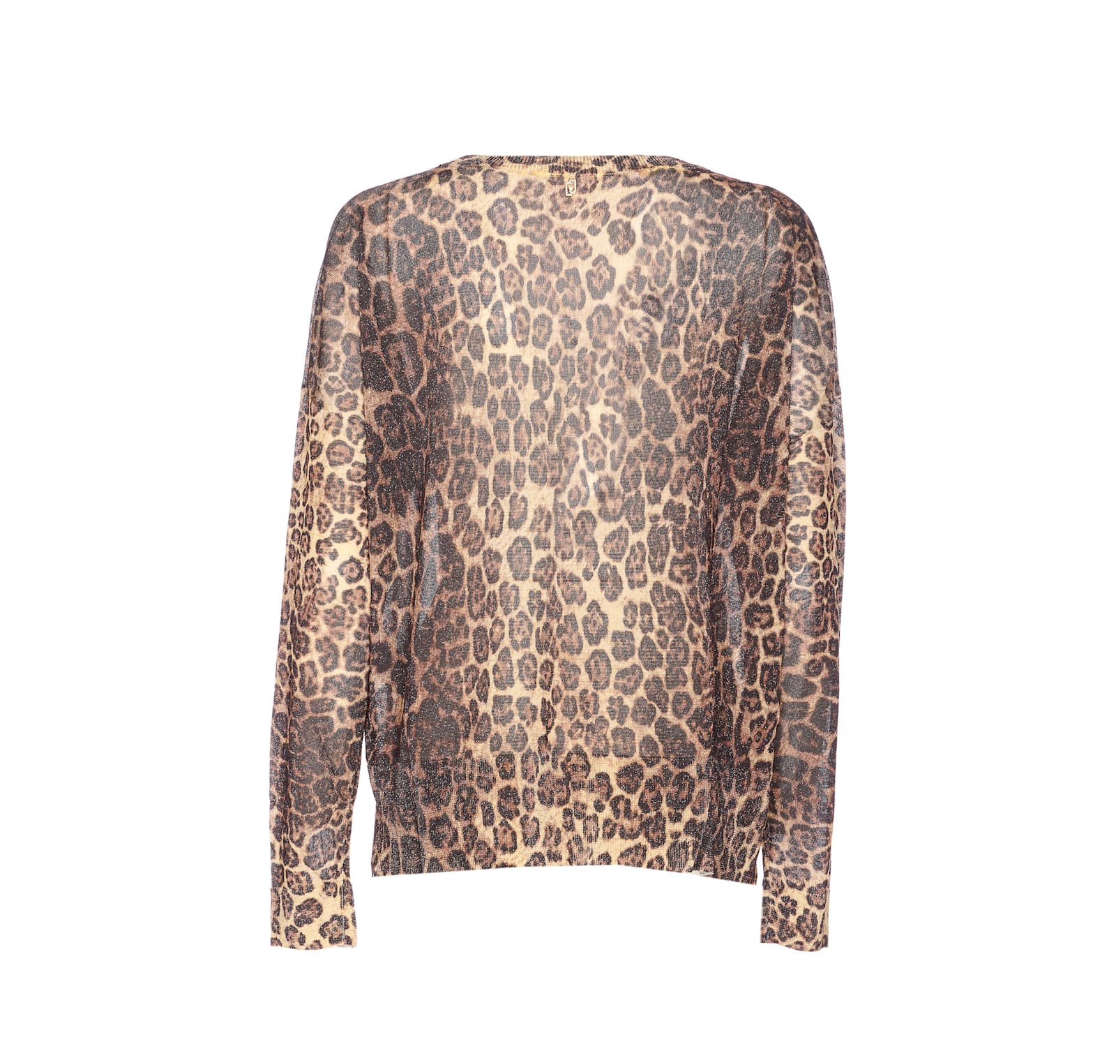 Liu •jo Leopard-print Metallic Sweater In Brown