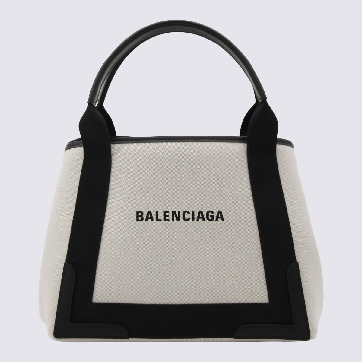 Shop Balenciaga Navy Cabas Tote Bag In Natural/black