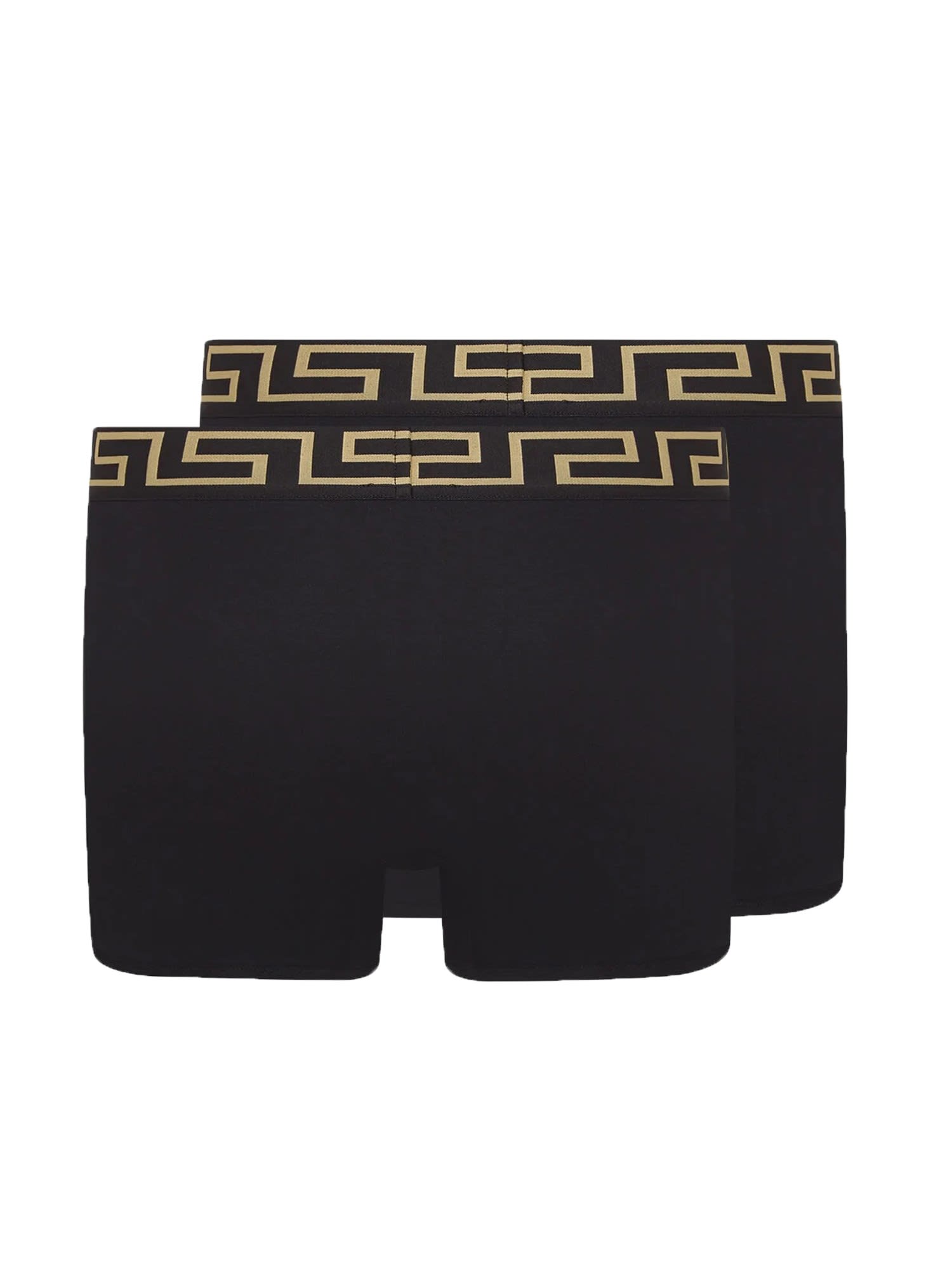 Shop Versace Pack Of Two Boxer Shorts With Greek Motif In Black