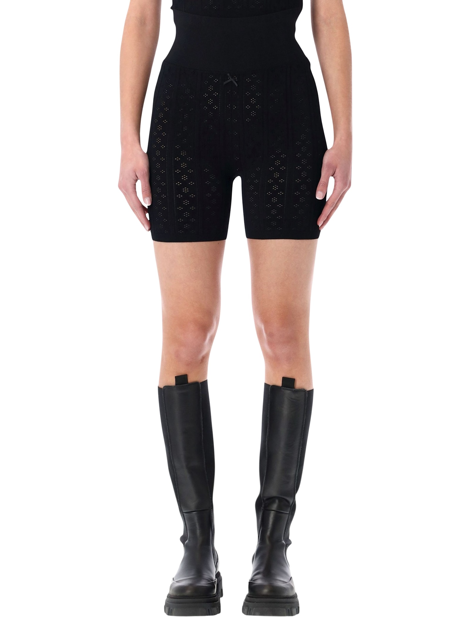 Jw Anderson Pointelle Knit Shorts In Black