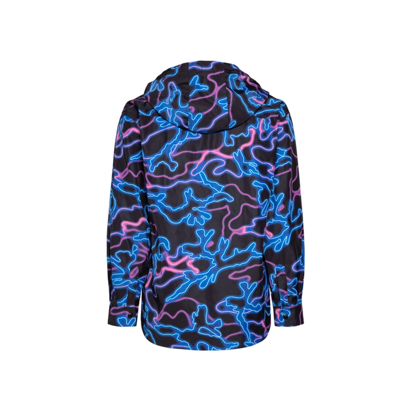 Shop Valentino Printed Hooded Jacket In Blue