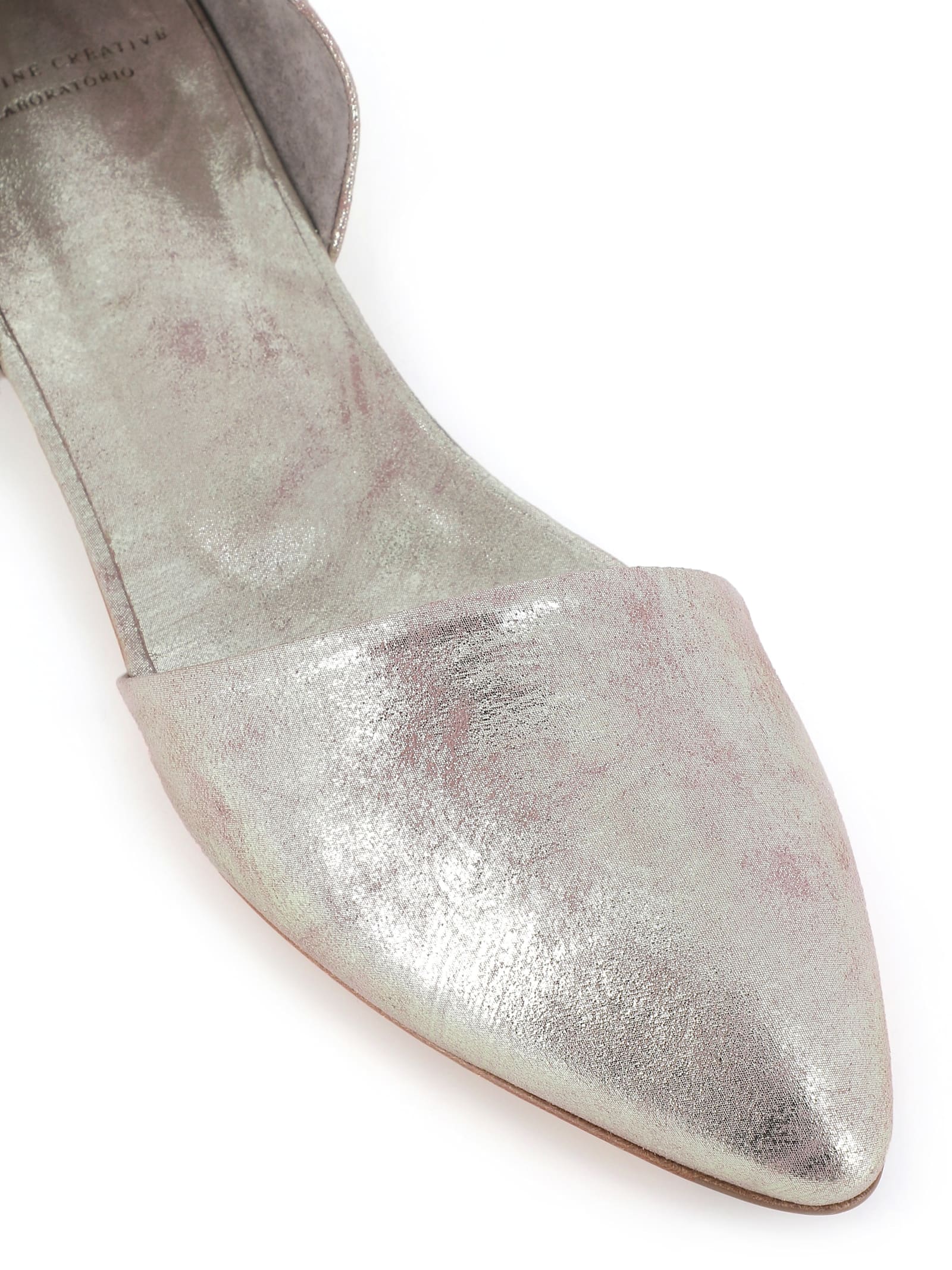 Officine Creative Leather Ballet Flats In Platinum