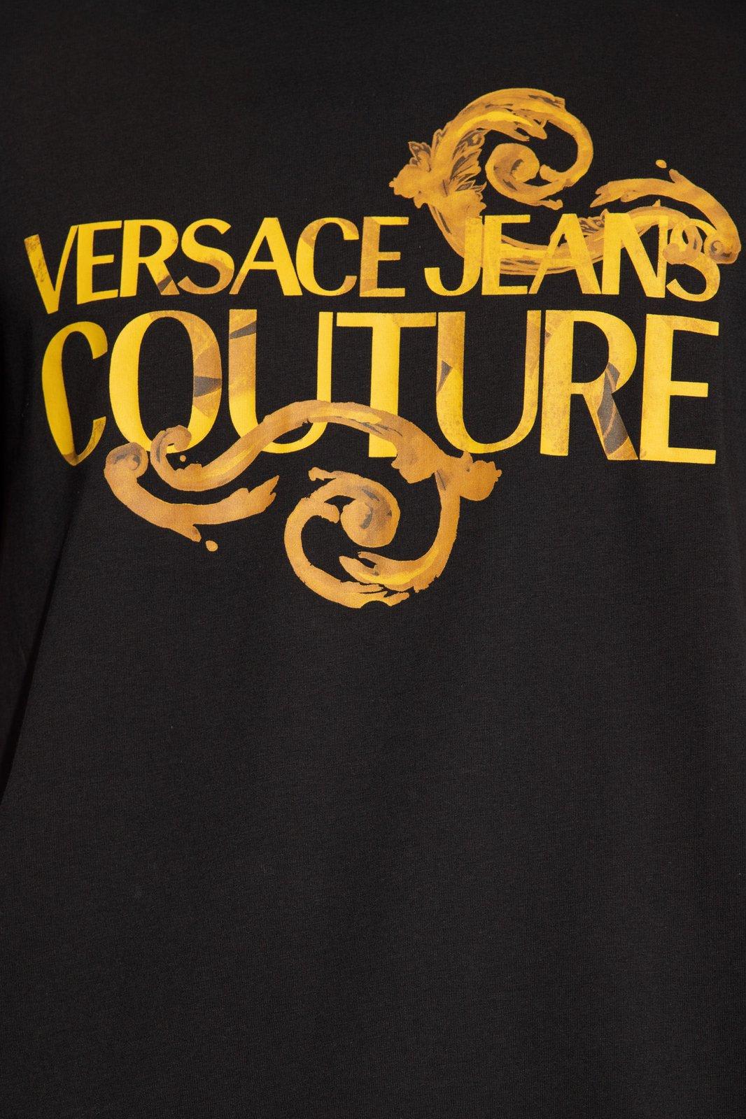 Shop Versace Jeans Couture Logo-printed Crewneck T-shirt