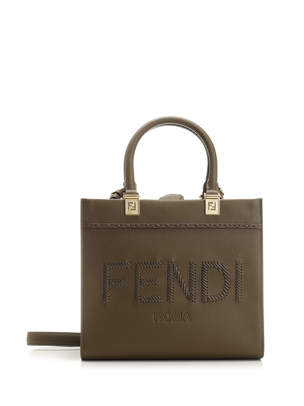 Shop Fendi Sunshine Small Shopper Bag In Green