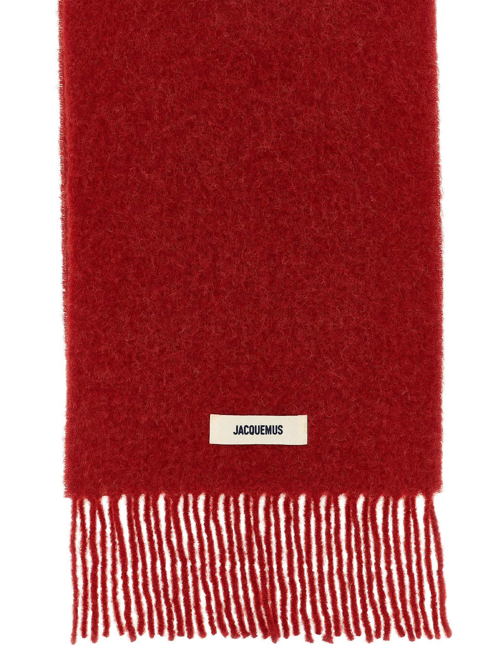 Jacquemus Carro Fringe Detail Scarf In Red