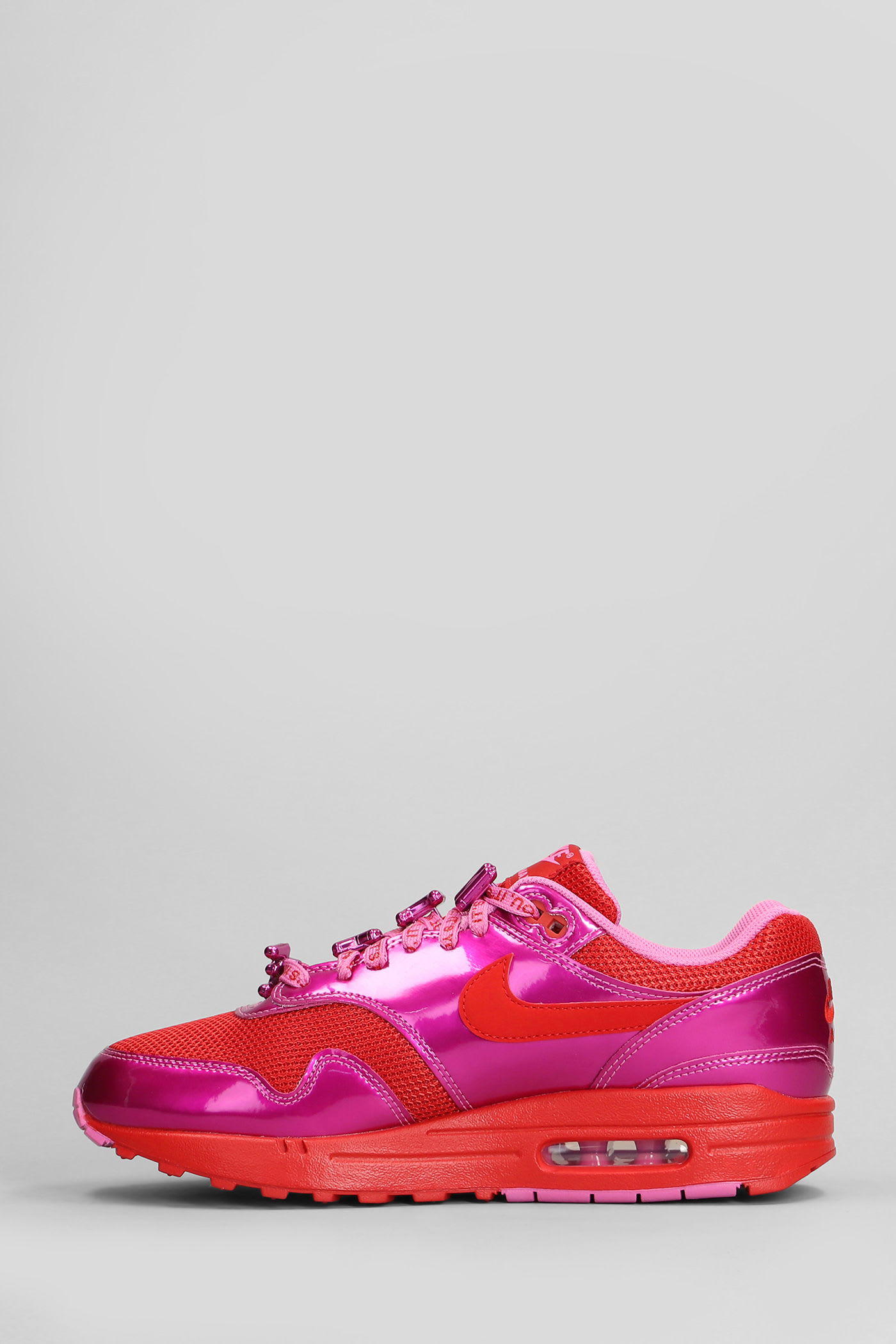 Nike Air Max 1 Prm Sneakers In Fuxia Leather And Fabric In Pink