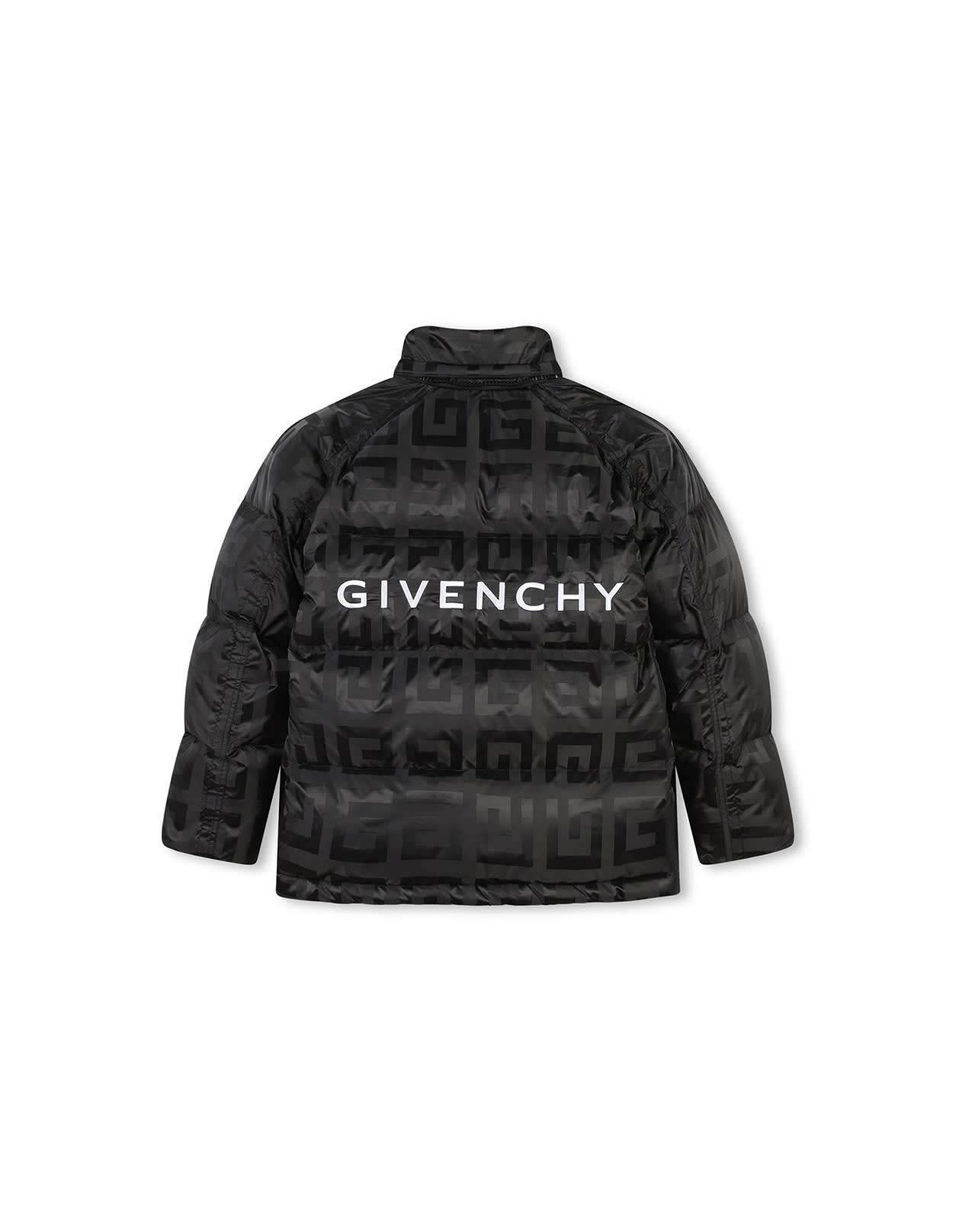 Shop Givenchy Black Down Jacket With 4g Pattern In Nero