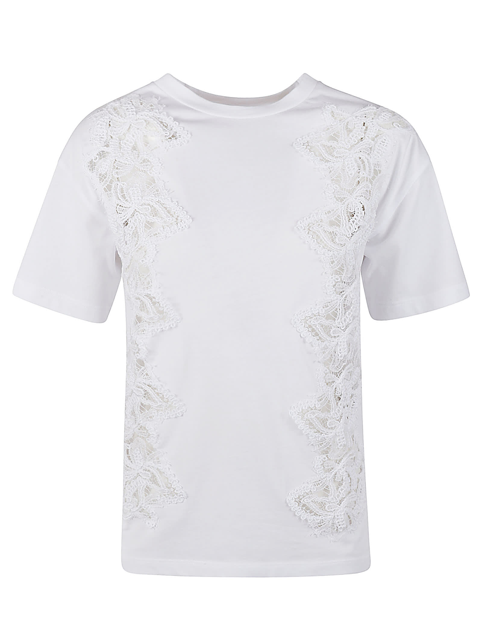 Lace Paneled Round Neck T-shirt