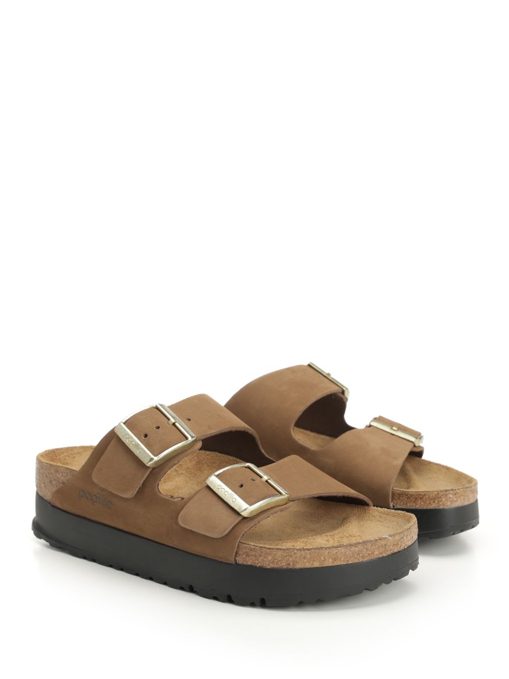Birkenstock Women's Arizona Flex Nubuck Leather Platform Sandals From Finish Line In Brown