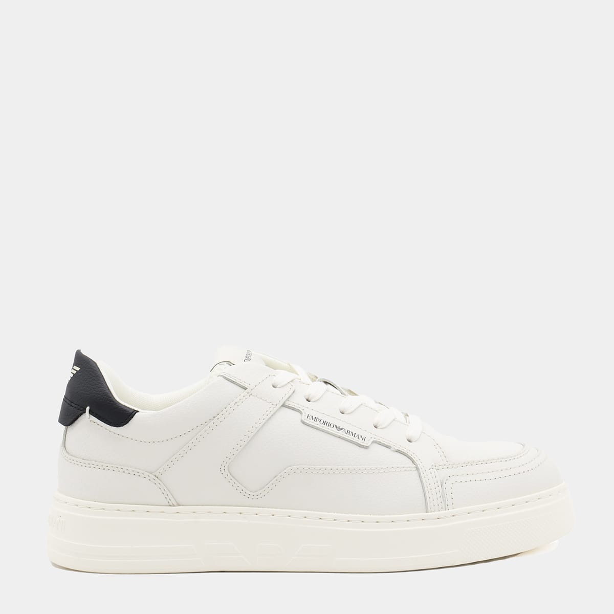 Shop Emporio Armani White And Blue Sneakers