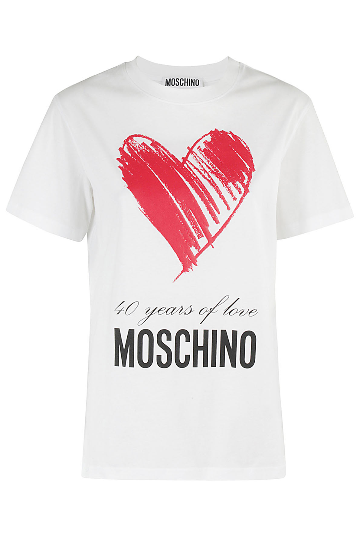 Shop Moschino Jersey Di Cotone Organico In Fantasia Bianco