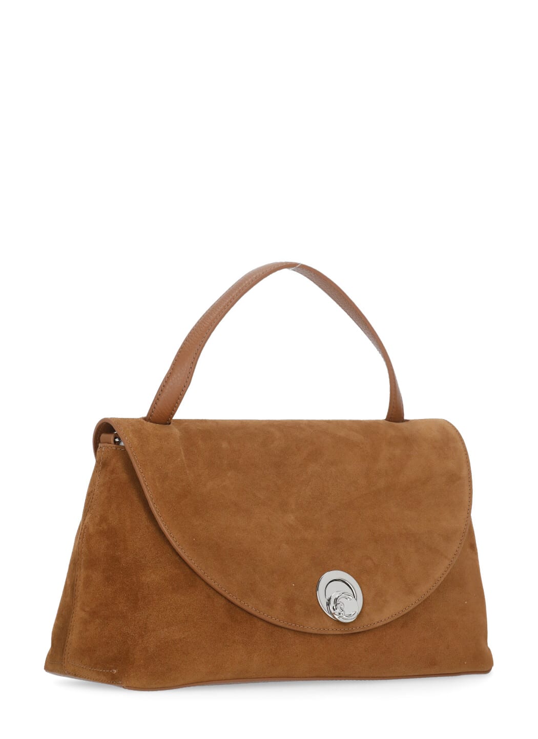 Coccinelle Suede Leather Shoulder Bag With Top Handle In Brown