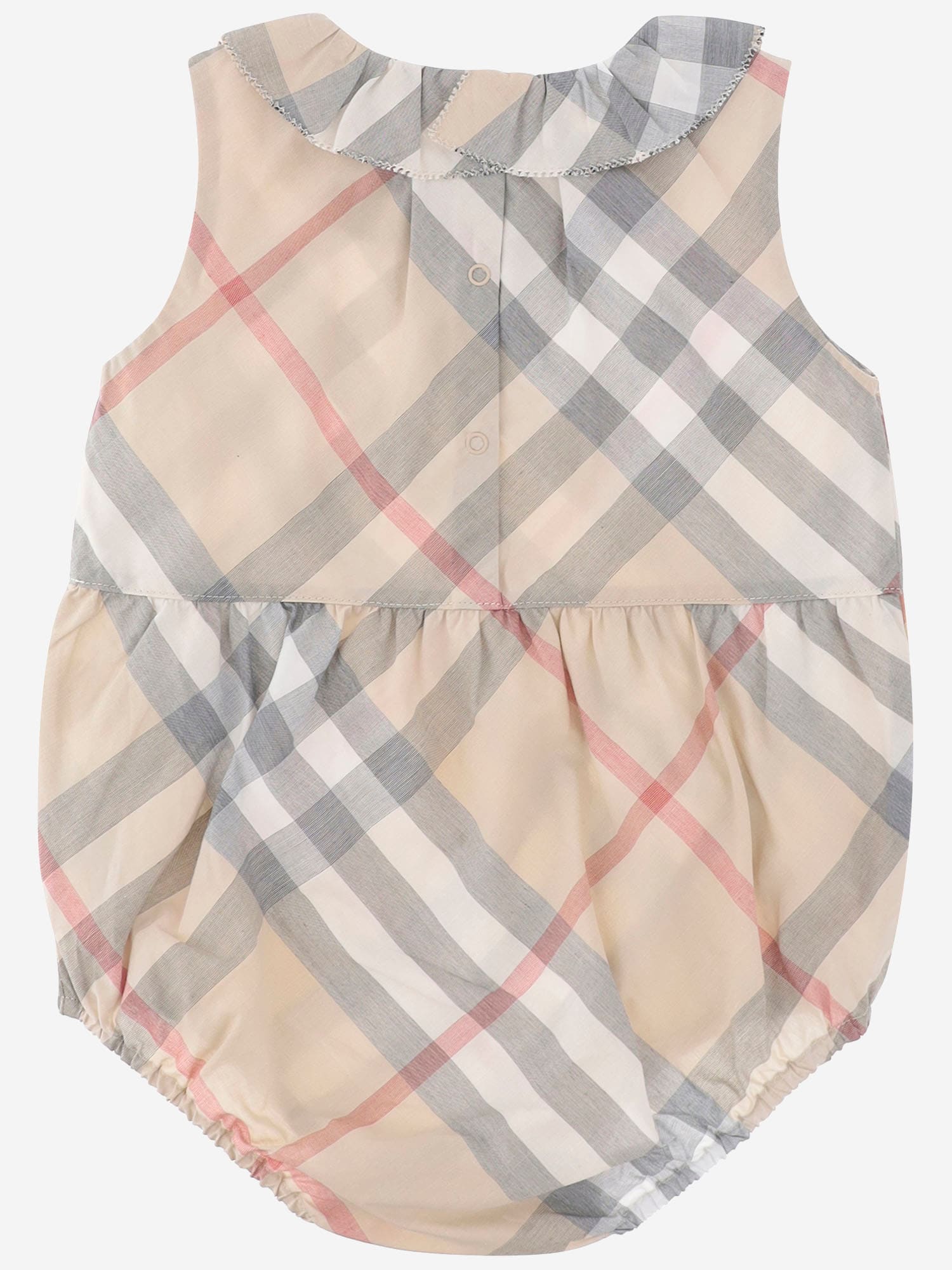 BURBERRY COTTON ROMPER WITH CHECK PATTERN 