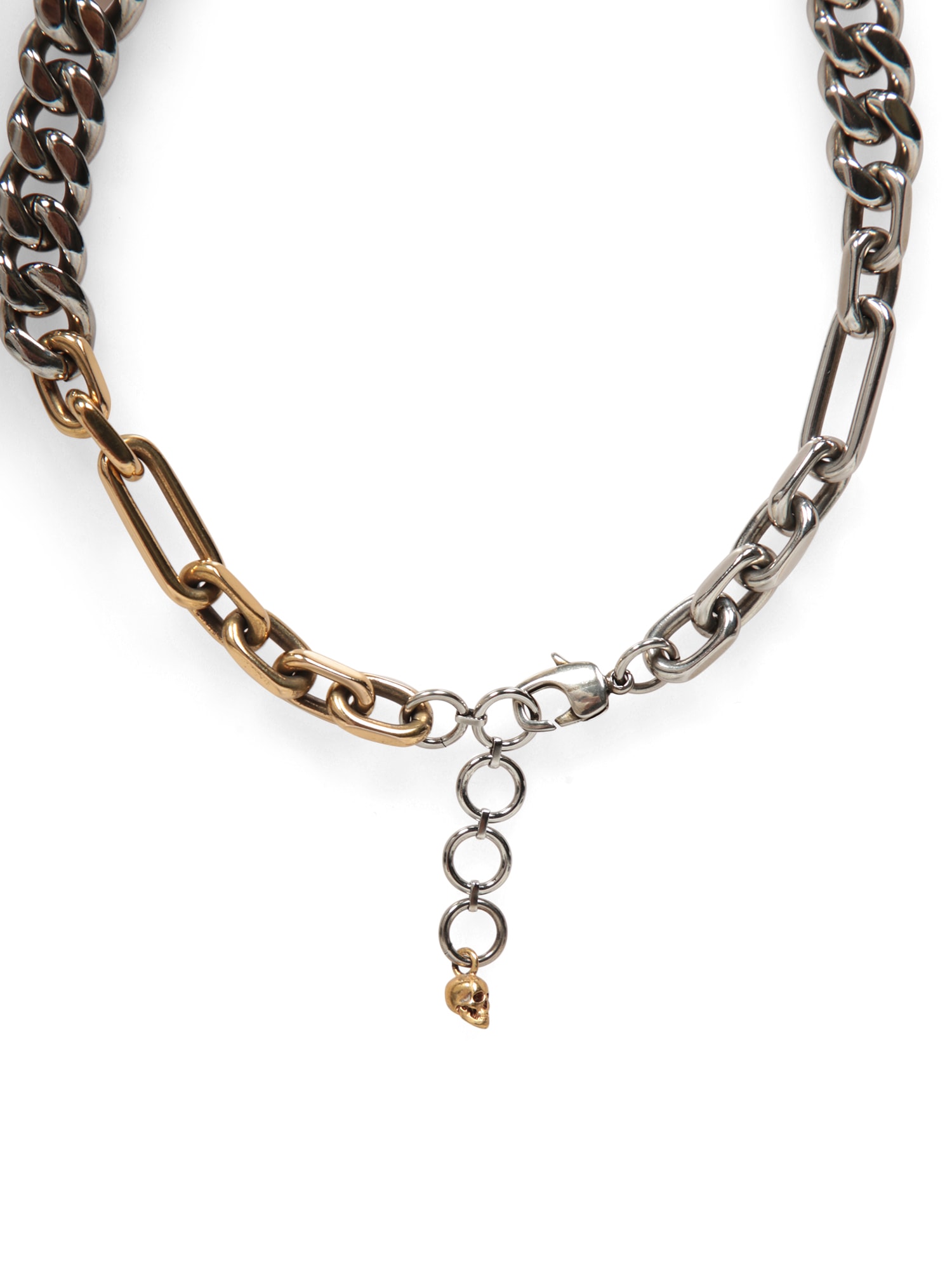 Shop Alexander Mcqueen Silver/gold Chain Choker Necklace In Metallic