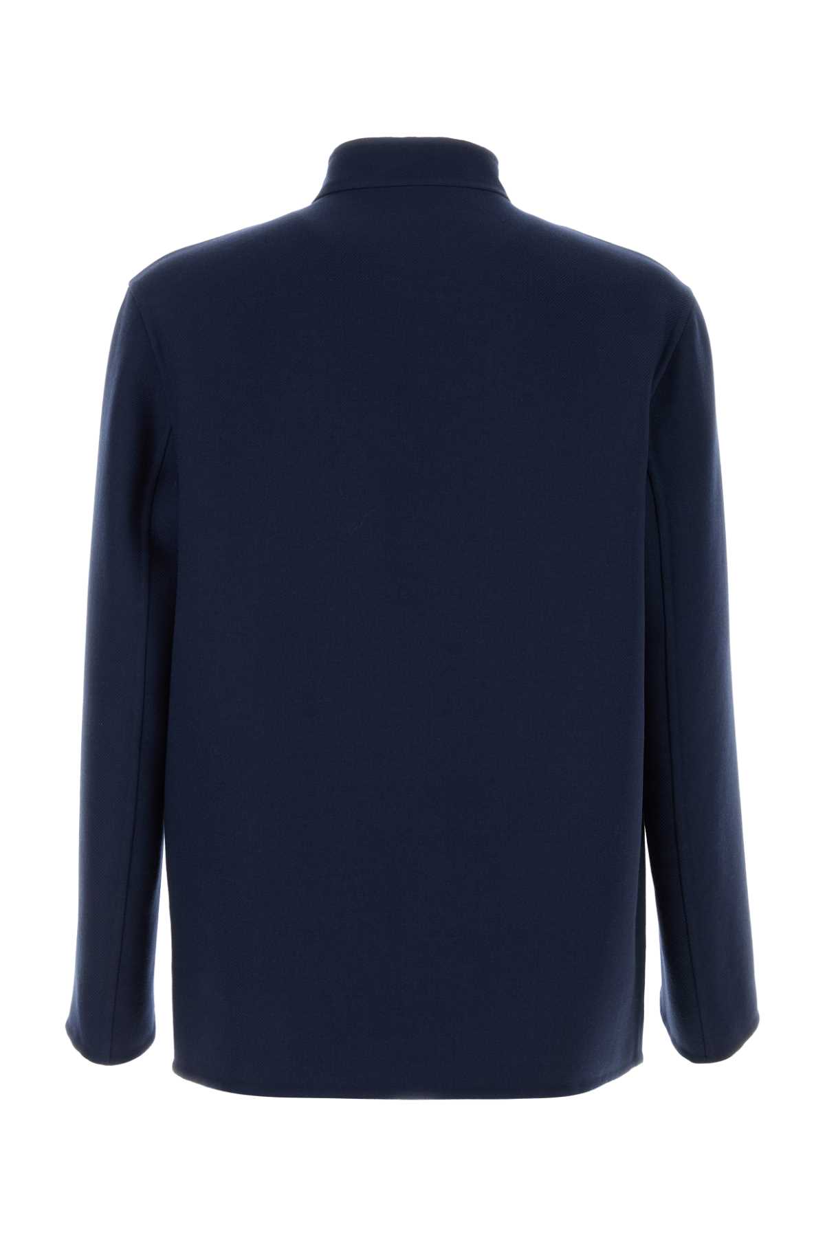 Valentino Double Wool Jacket With Mandarin Collar In Indaco