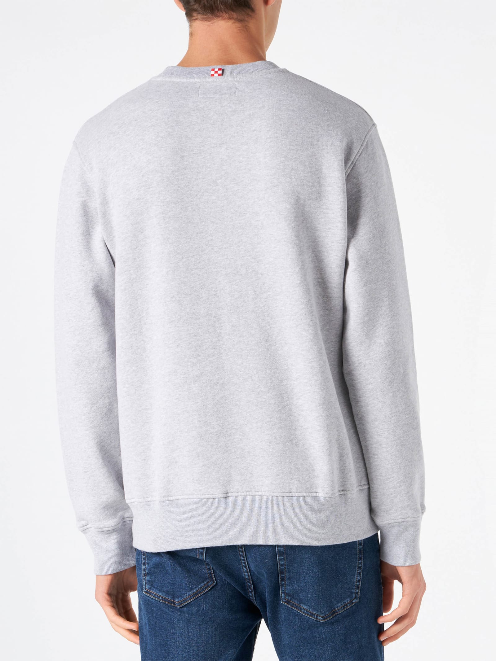 Shop Mc2 Saint Barth Man Crewneck Sweatshirt With Terry Logo In Grey