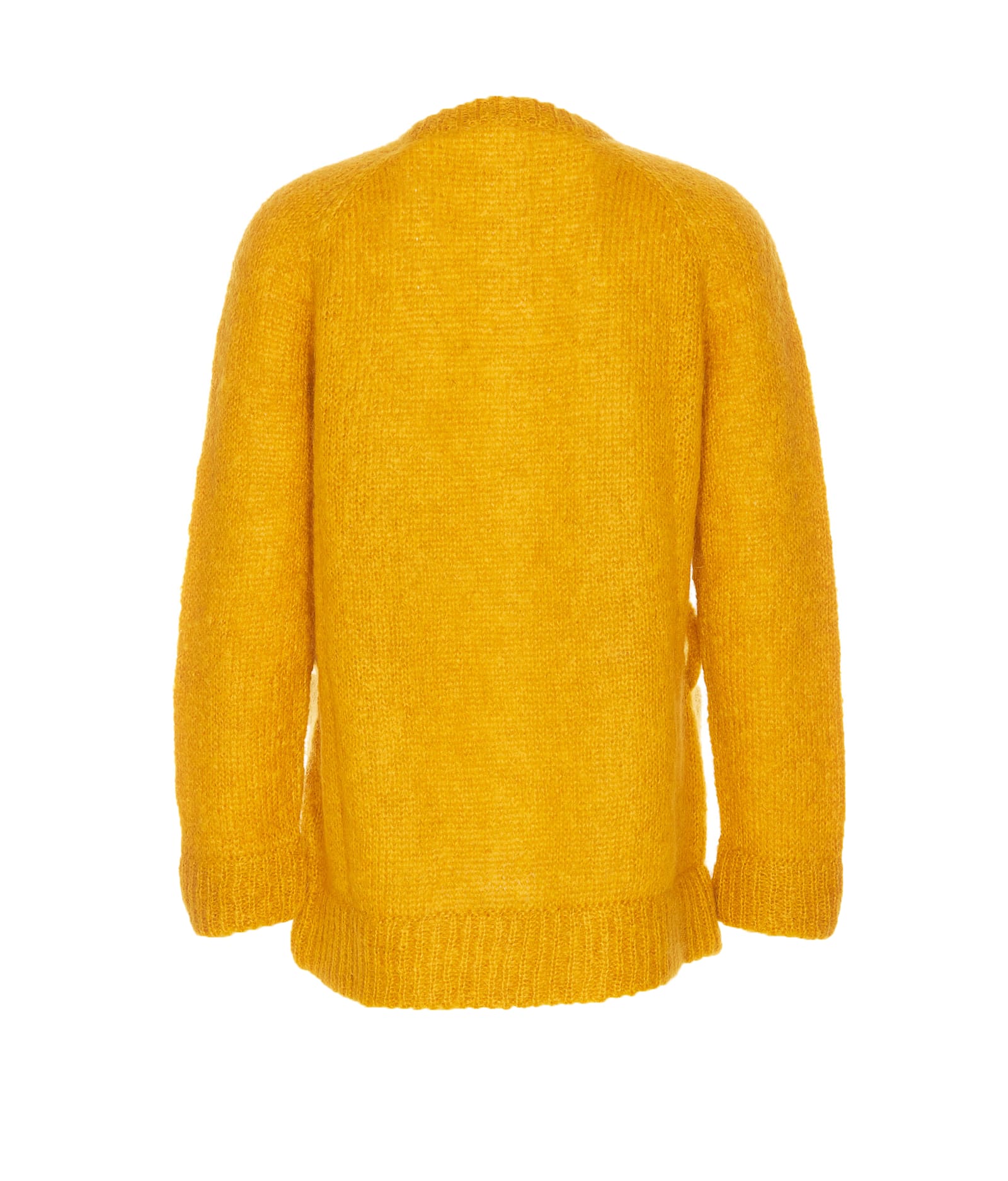 Valentino Mens Patch-pocket Mohair-blend Cable Knit Cardigan Ocra In Yellow