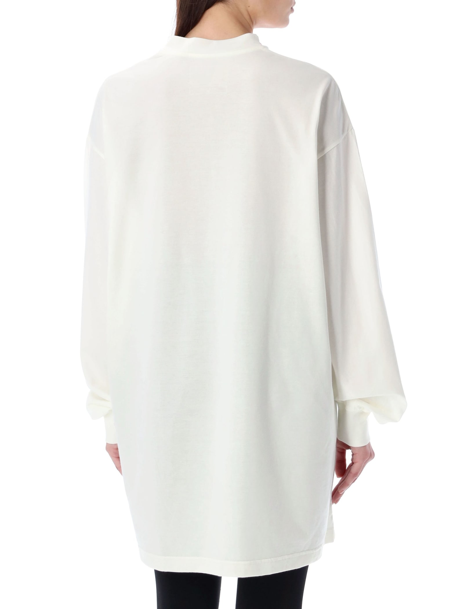 Shop Y-3 Mock Neck Long Sleeves T-shirt In White