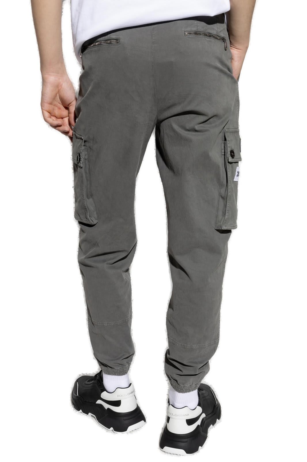 Shop Dolce & Gabbana Logo Patch Drawstring Pants In Grigio