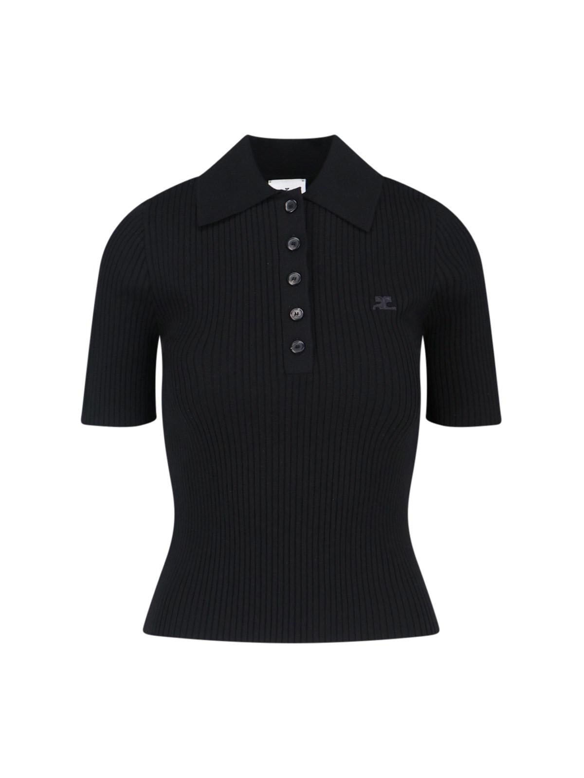 Shop Courrèges Logo Polo Shirt In Black