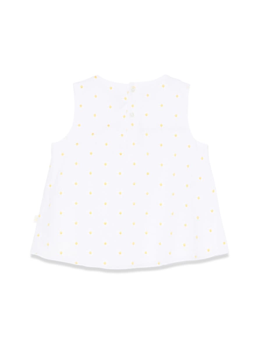 Il Gufo Embroidered Daisy Top In White