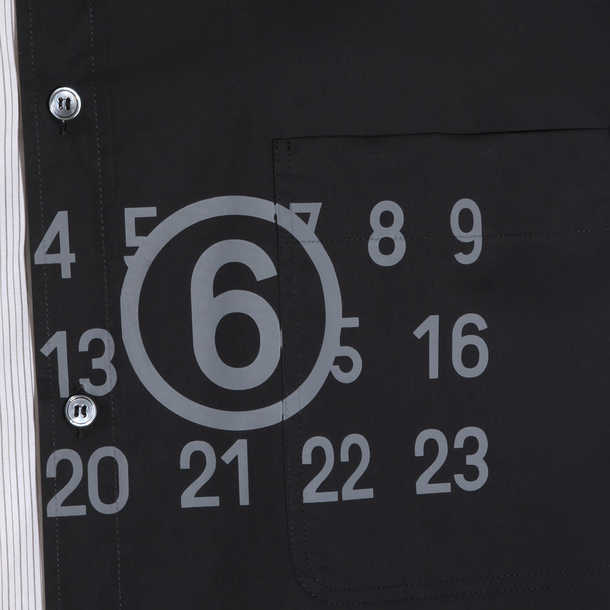 Mm6 Maison Margiela Tailored Black Shirt With Pointed Collar And Button Cuffs In Multi