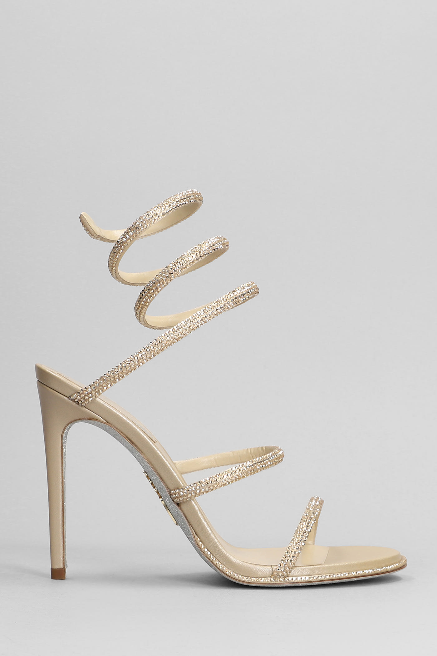 René Caovilla Cleo Sandals In Beige Leather