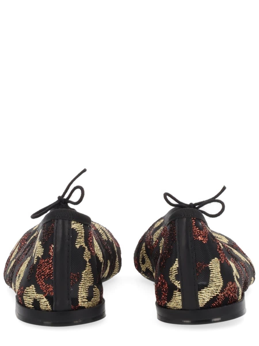 Repetto Floral Tie Ballet Flats In Black