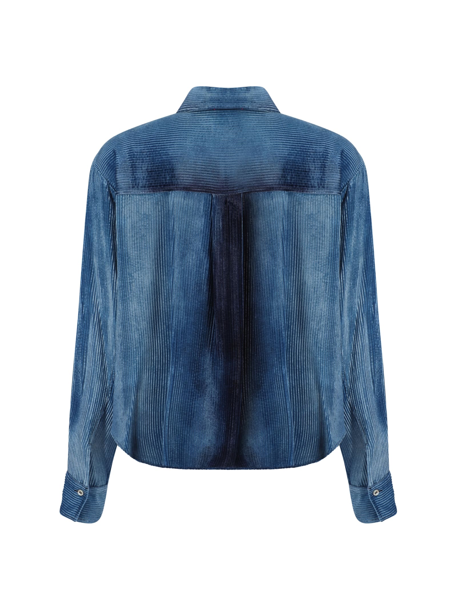 Shop Forte Forte Velvet Denim Overshirt In Delave